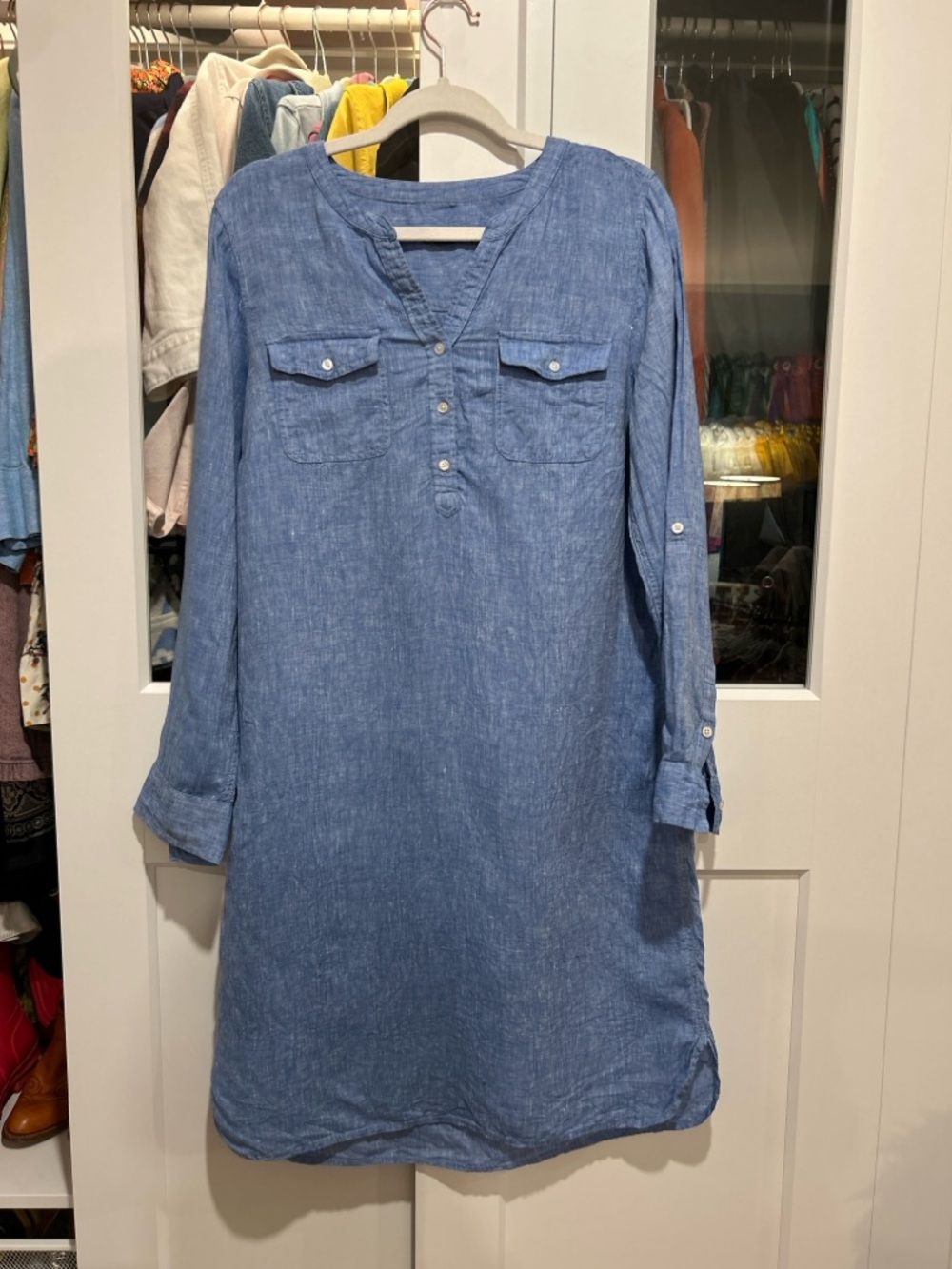 Talbots Chambray Tunic Dress in Light Blue